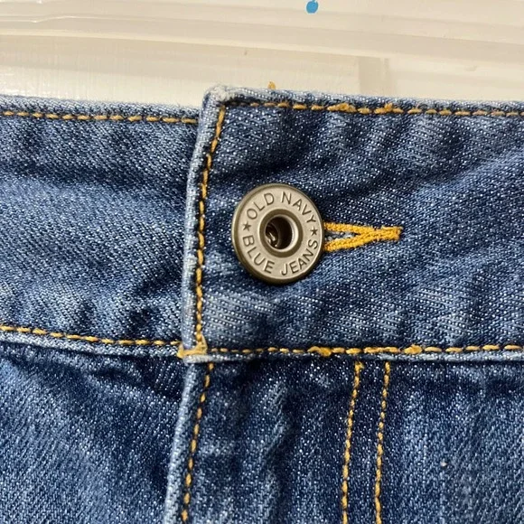 Old Navy Sz 10 Vtg Y2K Denim Micro Mini Skirt Blue Low Rise Distressed - Picture 3 of 4